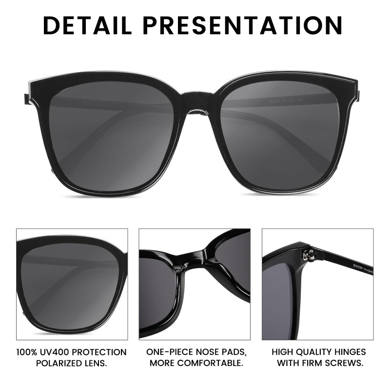 DUCO Oversized Polarized Sunglasses Womens Trendy Mirrored Shades Retro Round Vintage Light Weight UV400 Sun Glasses W016 - Image 4